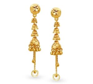 Sui Dhaga 3 Layer Gold Earrings