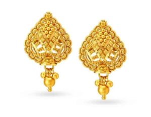 Charming Pear Shape Gold Earrings