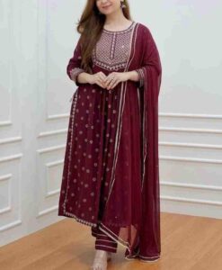 Maroon nayra cut kurtis designs 