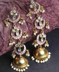 स्टोन वर्क कुंदन झुमके (Stone Work Kundan Jhumka Design)