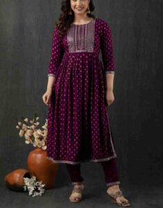 Dark purple kurti set