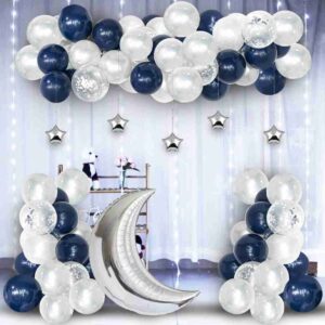 Happy Birthday Decoration Items, White&Blue