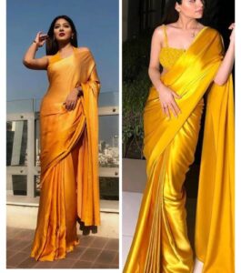 Plain Yellow Saree For Haldi