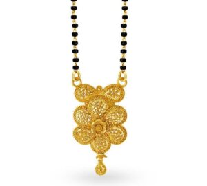 Exquisite Jali Work Gold Mangalsutra Pendant