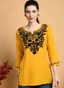 Embroidery short kurti design