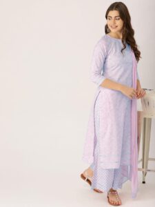 Pink Printed Cotton Kurta set