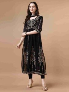 Black Embroidery anarkali kurti design