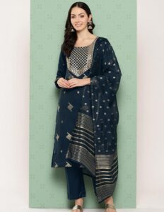 Blue Chanderi Silk Kurta set