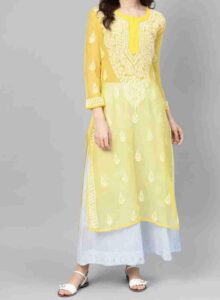 Georgette chekeKari kurti design