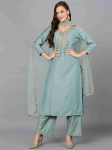 Green colour kurta set