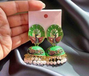 peacock design jhumka earrings