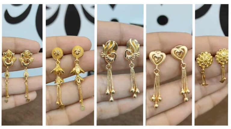 Girls fancy gold earrings design