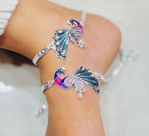 Peacock payal design silver