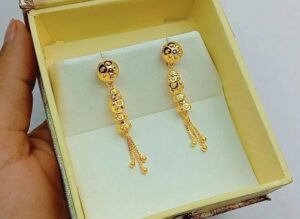 gold long earrings design for female