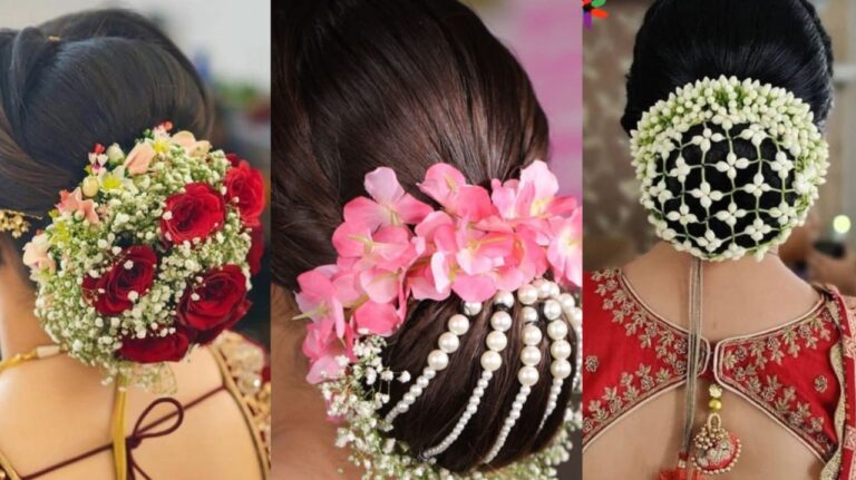 Flower bun hairstyle design