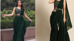 Green ready to wear saree