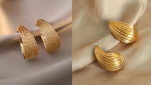 Hoop gold earrings design