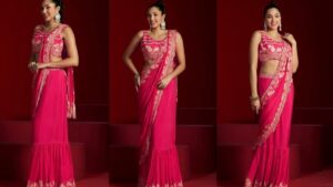 Pink colour saree