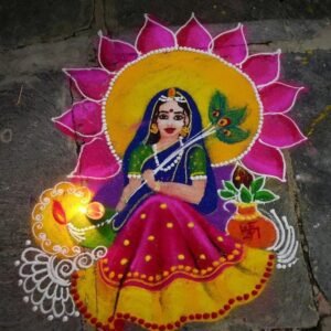 Maa sarswati rangoli design