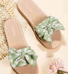 Polka Dot Ruffle Band Slide Sandals