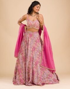 अनियन पिंक प्रिंटेड लहंगा