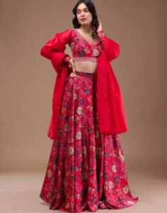 रेड प्रिंटेड लहंगा