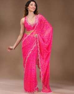 स्टोन वर्क जॉर्जेट साड़ी