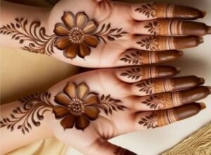 गुलाब फुल 3D मेहंदी डिजाइन